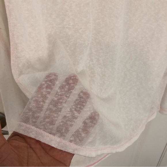 Free People Beach gauze pink blouse long sleeve lightweight pink summer top L - Picture 8 of 11